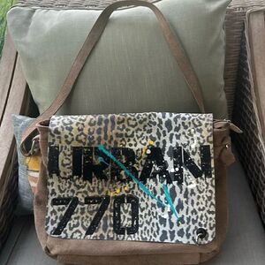 Crazy Lou Paris Graphic Suede Messenger Bag